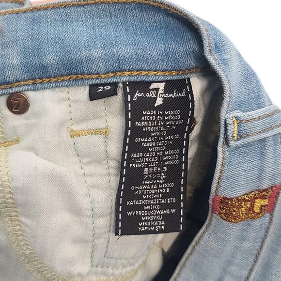 7 For All Mankind Roxanne Ankle Light Wash Raw Hem Jeans Size 29 - Picture 5 of 5